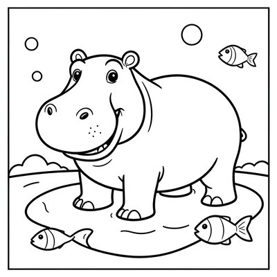 Kolorowanka: Hipopotam