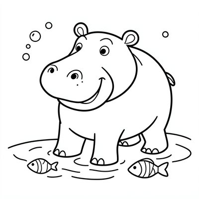 Kolorowanka: Hipopotam