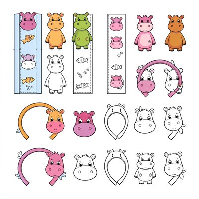 Szablon opasek na głowę (hipopotam)