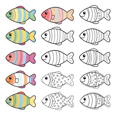 Papierowe rybki do ćwiczeń chwytu (szablon)