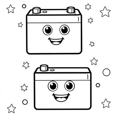 Kolorowanka: Postać baterii — prosty rysunek do kolorowania