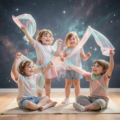 Szumy kosmosu — improwizacja z chustkami