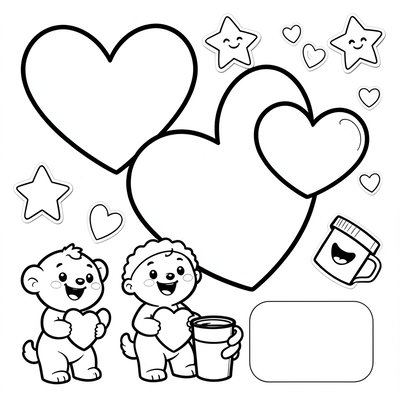 Kolorowanka: walentynkowe serduszka i proste motywy
