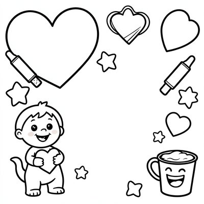 Kolorowanka: walentynkowe serduszka i proste motywy
