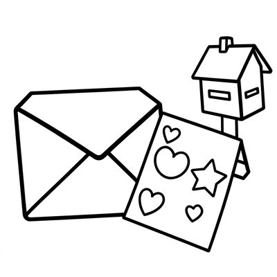 Kolorowanka: list i koperta (prosta)