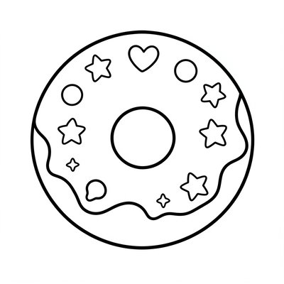 Kolorowanka — pączek z polewą i posypką