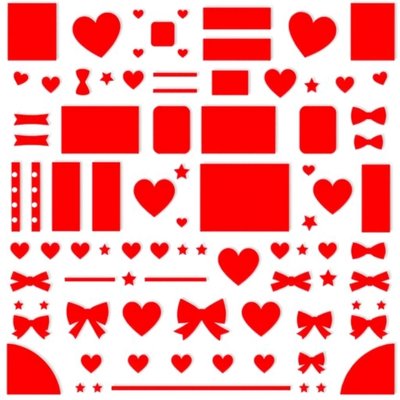 Arkusz dekoracji — czerwone ozdoby i naklejki