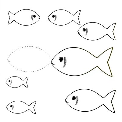 Szablon elementów rybki (A4) - wycinanki