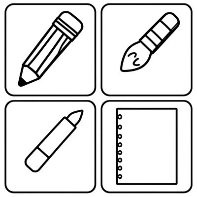 Kolorowanka: Przybory pisarskie