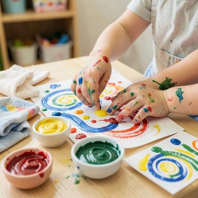 Stacja A — Paluszkowe malowanie (scena)