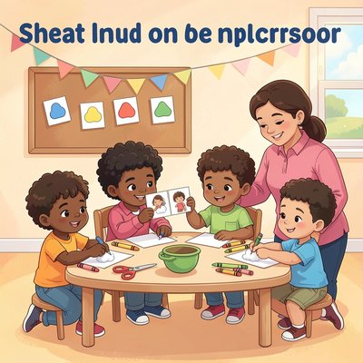 Plakat dekoracyjny na tablicę — dzieci tworzą zdania