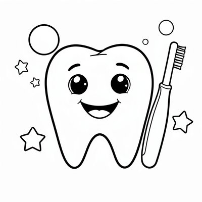Kolorowanka — uśmiechnięty ząbek