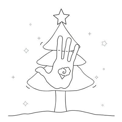 Kolorowanka: Choinka z odcisków dłoni
