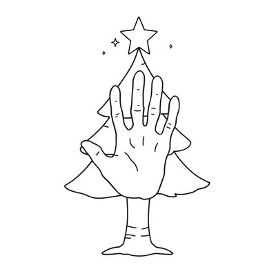Kolorowanka: Choinka z odcisków dłoni