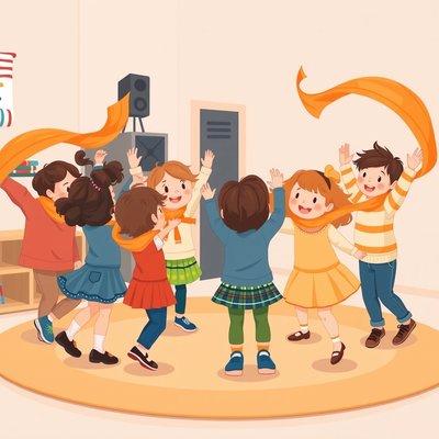 Ilustracja — Dyniowy taniec z apaszkami