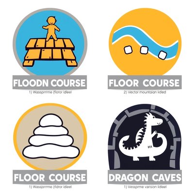 Mapka toru przeszkód — naklejki/strefy