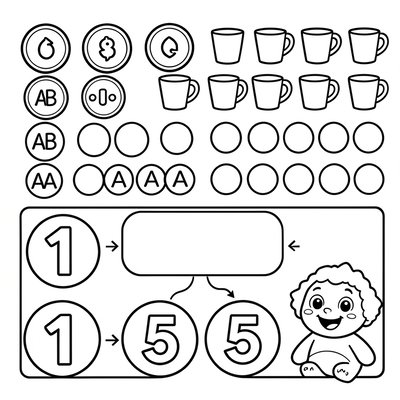 Kolorowanka i karta ćwiczeń - proste wzory i liczby