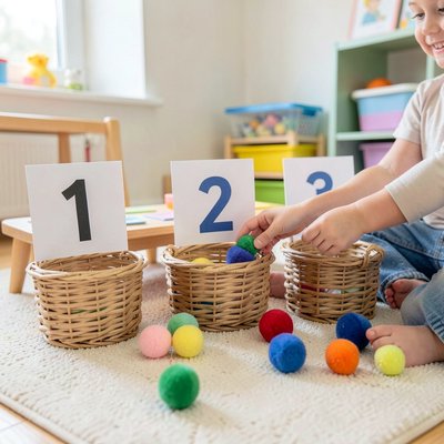 Ilustracja: Koszyczki z liczbami — instrukcja ustawienia