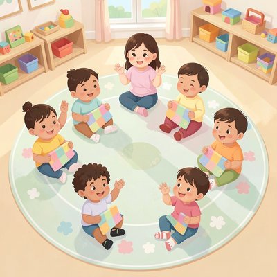 Ilustracja: Krąg powitalny z chusteczkami