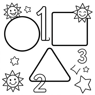 Strona do kolorowania: Kształty i liczby