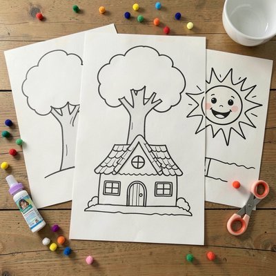 Kartki z konturami obrazków