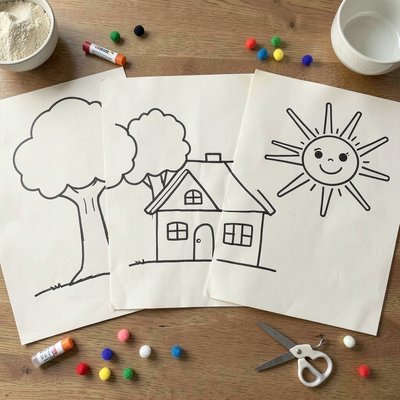 Kartki z konturami obrazków