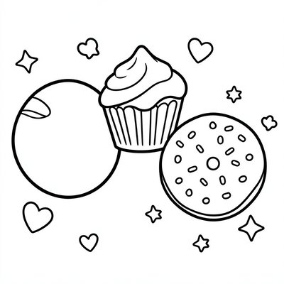 Kolorowanka — bułeczka i babeczka