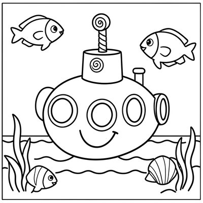 Kolorowanka: Łódź podwodna