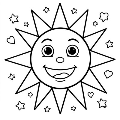Kolorowanka — Uśmiechnięte słoneczko