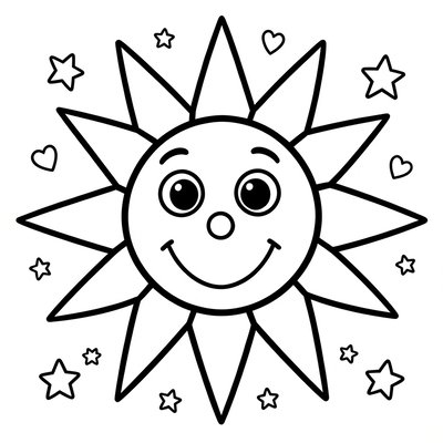 Kolorowanka — Uśmiechnięte słoneczko