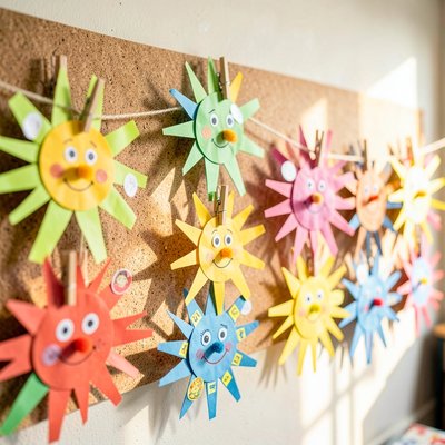 Wystawka gotowych słoneczek na sznurku