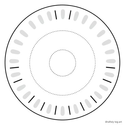 Szablon — papierowy talerzyk / okrąg z pomocnymi liniami