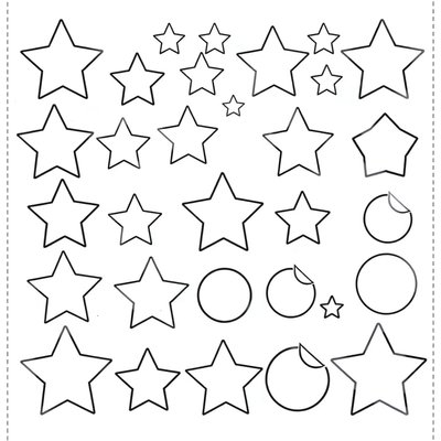 Szablon naklejek — arkusz gwiazdek i kółek