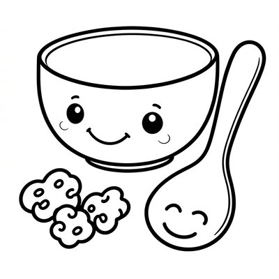 Kolorowanka — proste kontury płatków i łyżki