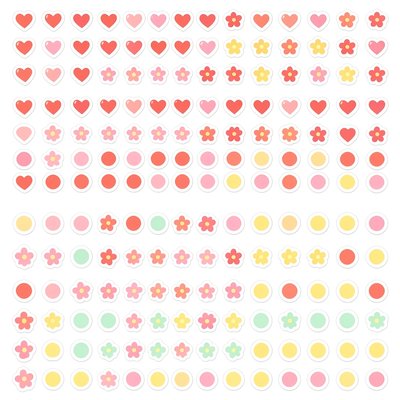 Arkusz naklejek: mini serduszka i kwiatki