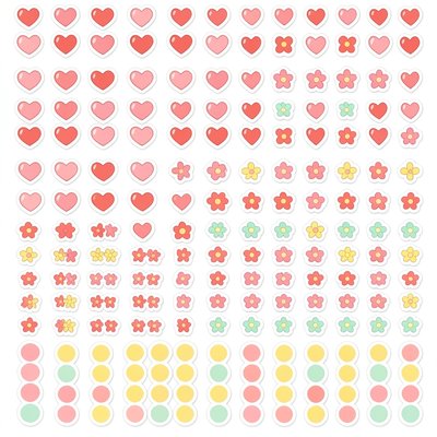 Arkusz naklejek: mini serduszka i kwiatki