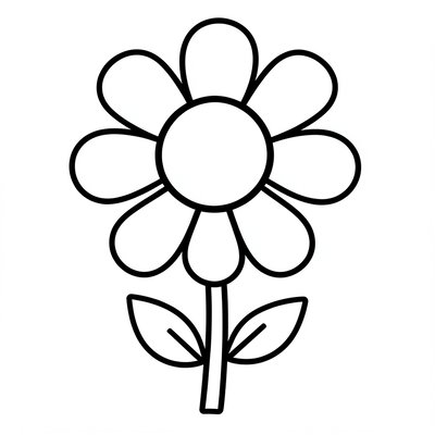 Prosta kolorowanka — duży kwiat dla maluszków