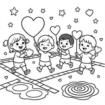 Kolorowanka — Dzieci z prezentami