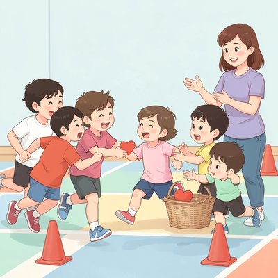 Ilustracja — Przynieś prezent (bieg z przekazywaniem)