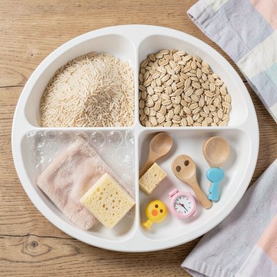 Kufer dotyków — tacka sensoryczna (widok z góry)