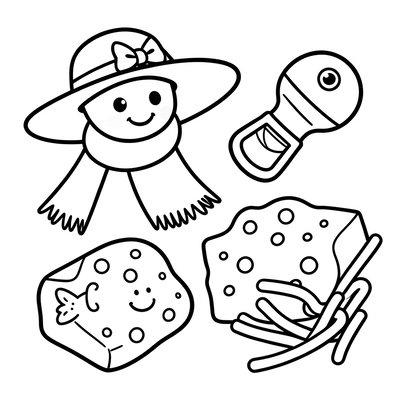 Kolorowanka: Kapelusz Prima Aprilis i skarby zabawy