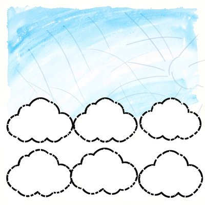 Karta do malowania palcami — Chmurki