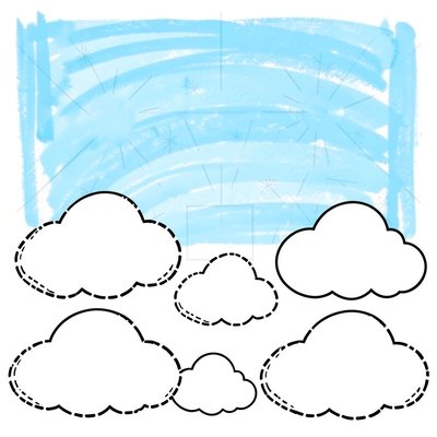 Karta do malowania palcami — Chmurki