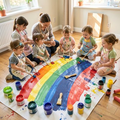 Duża wspólna tęcza - malowanie