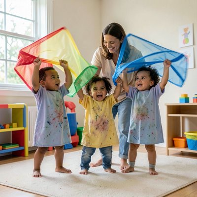 Dzieci machające chustkami