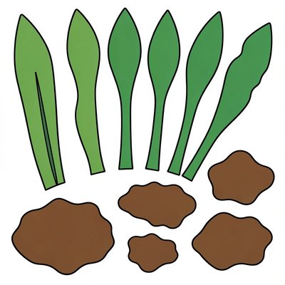 Elementy do wycięcia — listki i ziemia