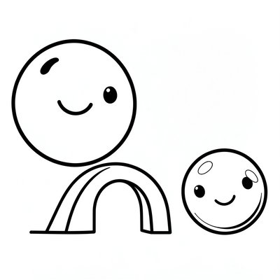 Kolorowanka: piłka, tunel, bańka