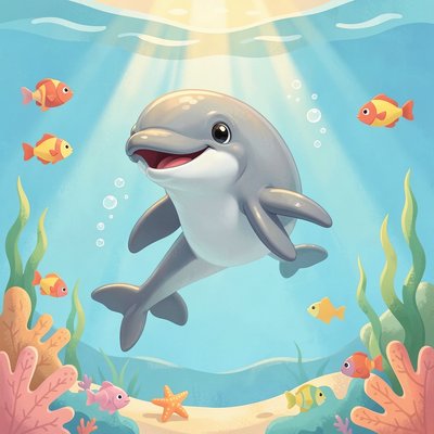 Plakat dekoracyjny — podwodny świat z delfinem