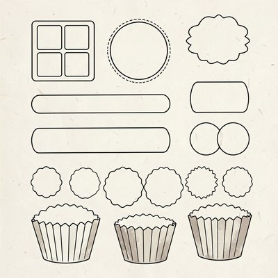 Szablony do wycinania i rwania — kształty czekolady