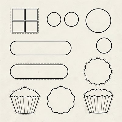 Szablony do wycinania i rwania — kształty czekolady